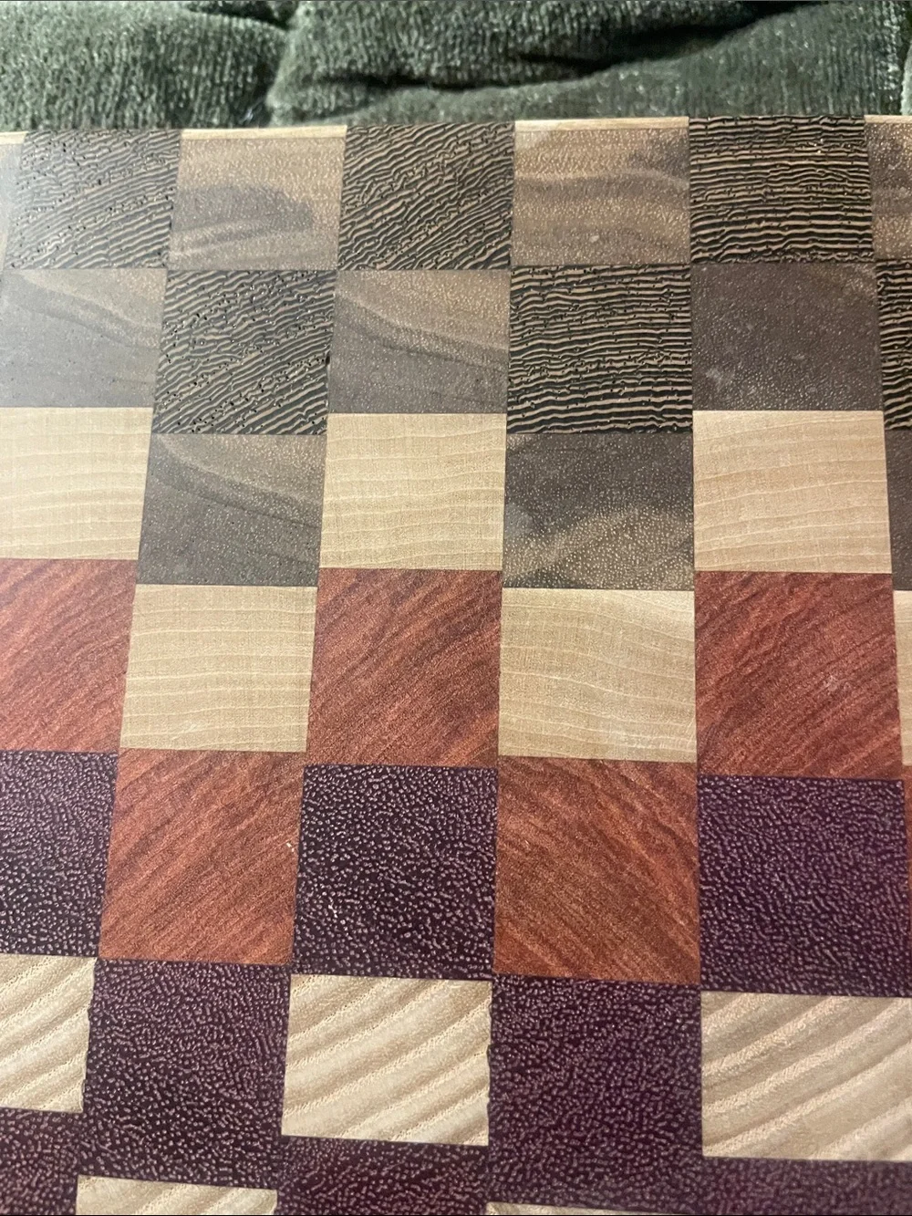 Cutting Board in shape of North Dakota, checkerboard Multi wood End Grain